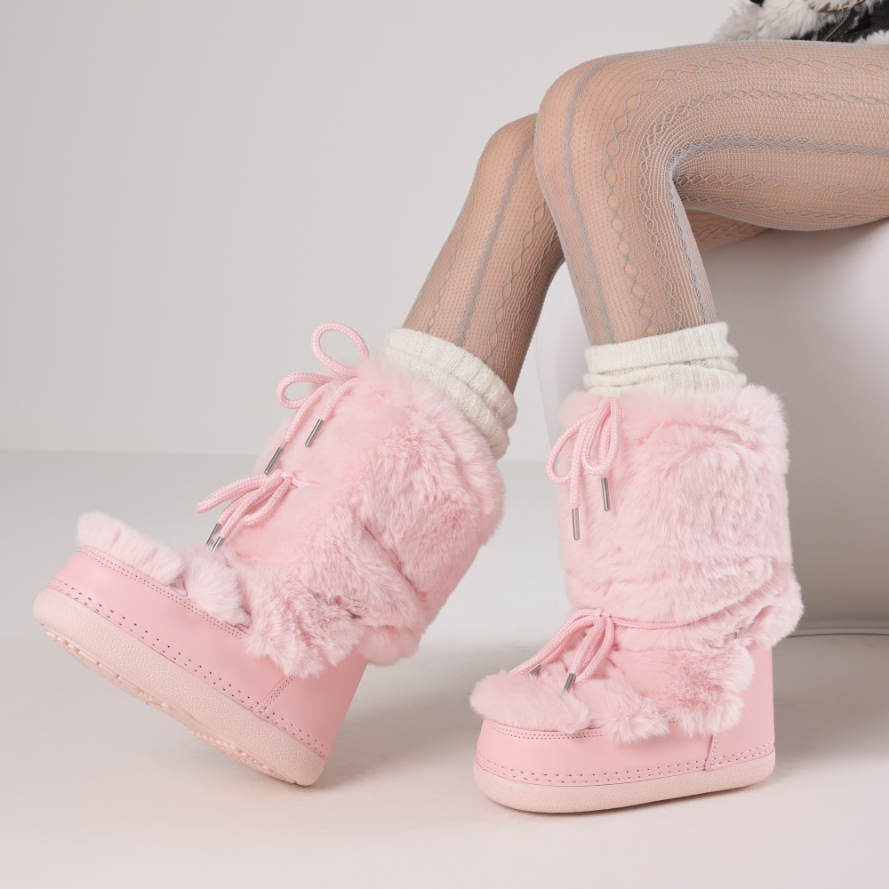 Waterproof Winter Boot - Damskie futrzane buty z okrągłym noskiem,
