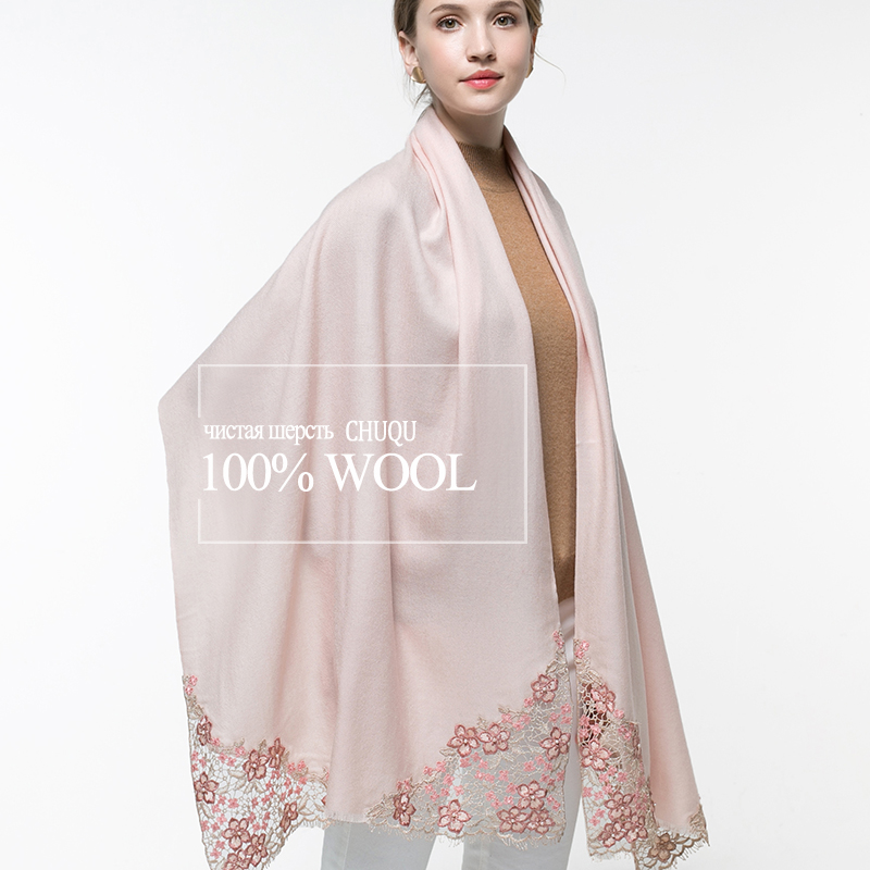 Cashmere Pashmina Wrap - 100% prawdziwa wełna różowy szalik kobiety