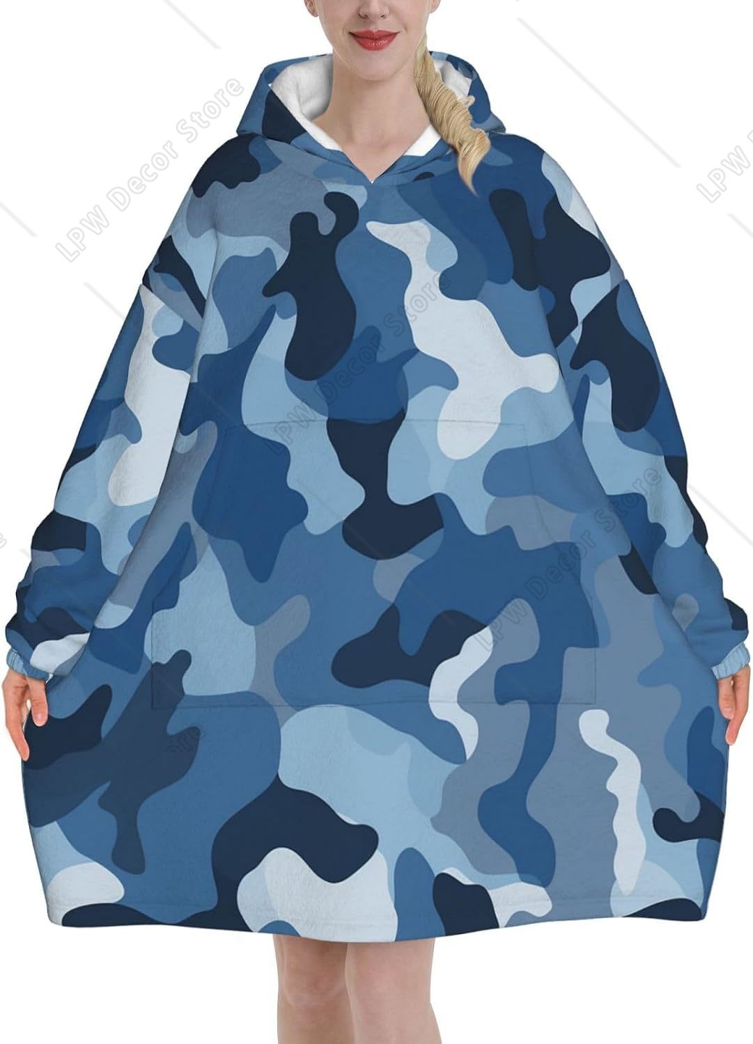 Klasyczna Niebieska Bluza-Koc  – Sherpa Hoodie Fleece recenzja i cena